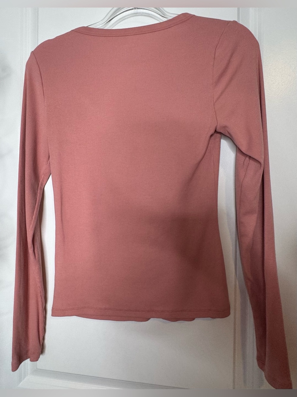 Old Navy Women's Ribbed Henley Long-Sleeve Top - Mauve Pink size small cotton - Picture 4 of 4